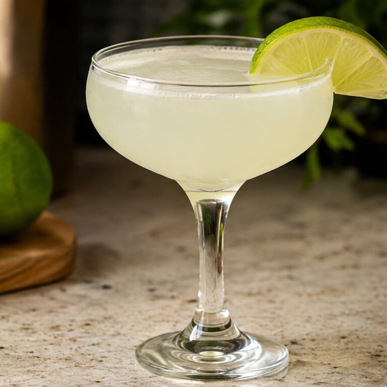 Daiquiri koktel sa belim rumom i limetom poslužen u rashlađenoj koktel čaši